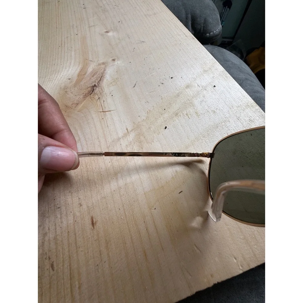 VonZipper Farva Sunglasses Gold Aviator Frame Grey Green Lens VZ Sport